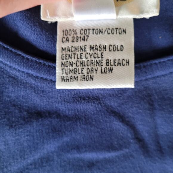 Talbots Women's Large Blue Long Sleeved Shirt Gold Button Accents Top Spring - Picture 9 of 9